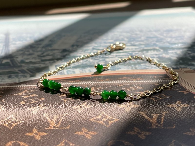 Muxia//Natural Jade A Grade Green American 14KGF Accessories Bracelet - Bracelets - Jade 