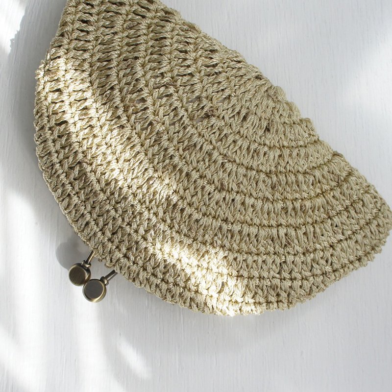 Ba-ba handmade Double crochet pouch No.C1421 - 化妝包/收納袋 - 其他材質 金色