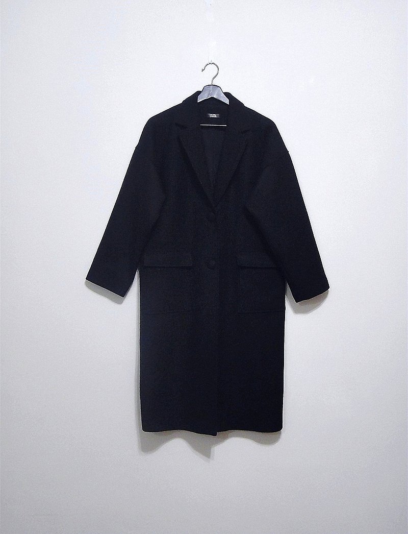 Twill Black Coat - เสื้อแจ็คเก็ต - ขนแกะ สีดำ