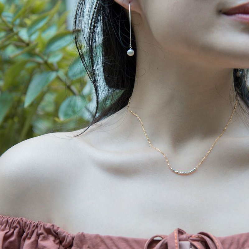 Simple gold and silver broken clavicle chain - Necklaces - Other Metals Gold