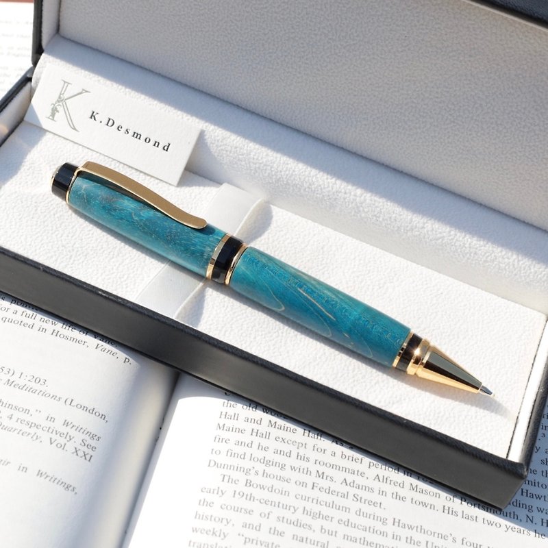 Stabilized wood maple ballpoint pen C1039 - ปากกา - ไม้ สีน้ำเงิน