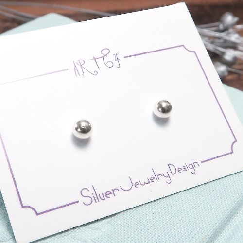 ART64六四設計銀飾 耳環控必備 極簡銀珠耳環 4mm亮面質感圓珠 925純銀針式耳環