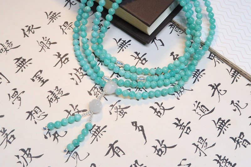 5-6mm Tianhe Stone Buddha Beads 216 White Crystal with Hetian Jade Buddha Head Beads - Other - Gemstone Blue