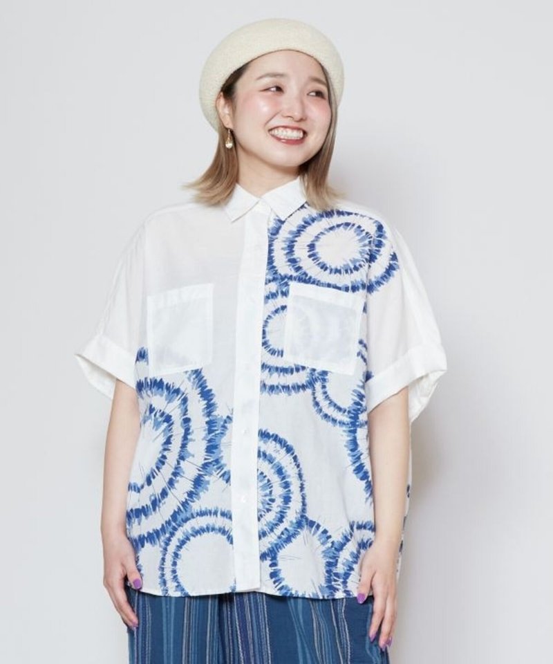 [Popular Pre-order] Thin Cotton African Tie-Dye Cocoon Shape Loose Shirt (3 Colors) IDS-4201 - Women's Shirts - Cotton & Hemp 