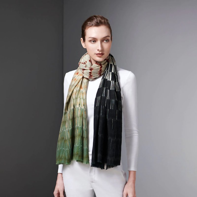 BLOOMSBURY SQUARE PURE WOOL SCARF - Knit Scarves & Wraps - Wool Green