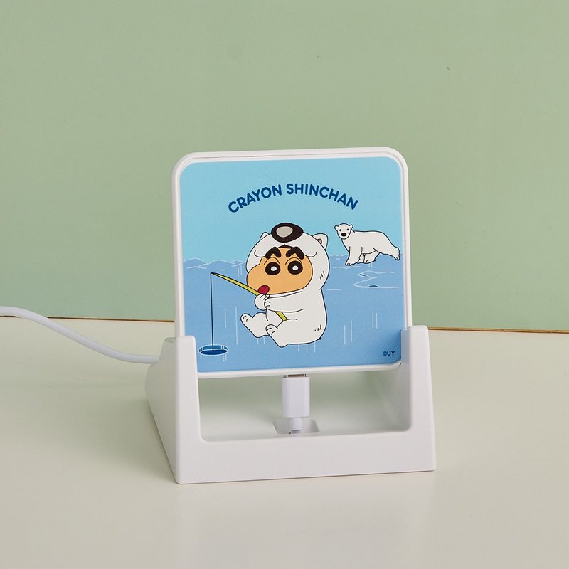 蠟筆小新白熊釣魚15W可拆式快充無線充電器 - 無線充電盤/板/座 - 塑膠 白色