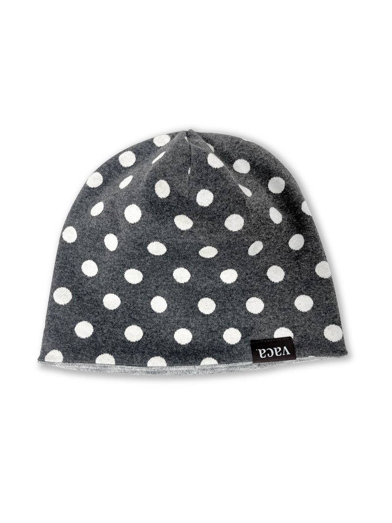 GREY DOT REVERSIBLE  BEANIE - 帽子 - 棉．麻 灰色