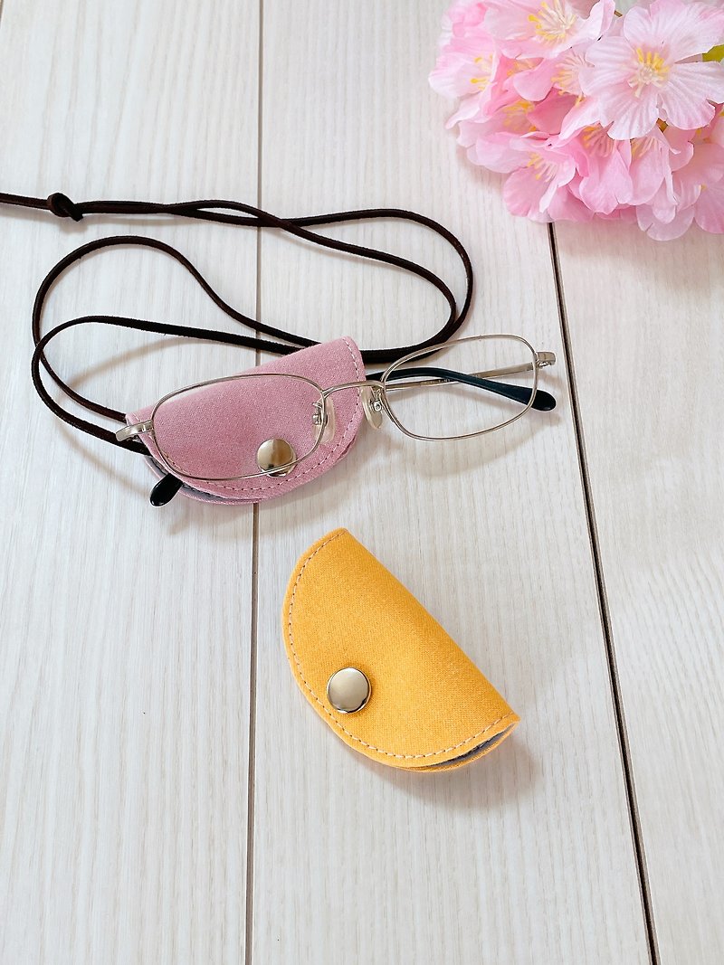 Spring color Okayama denim glasses holder necklace glass holder neck strap cherry blossom pink, mimosa yellow - สร้อยคอ - ผ้าฝ้าย/ผ้าลินิน สึชมพู