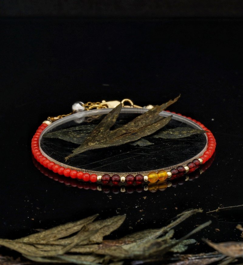 1/20 14K Gold Filled  2mm Corallo Rosso Mediterraneo Bracelet with Japan Cenfill - สร้อยข้อมือ - วัสดุอื่นๆ 