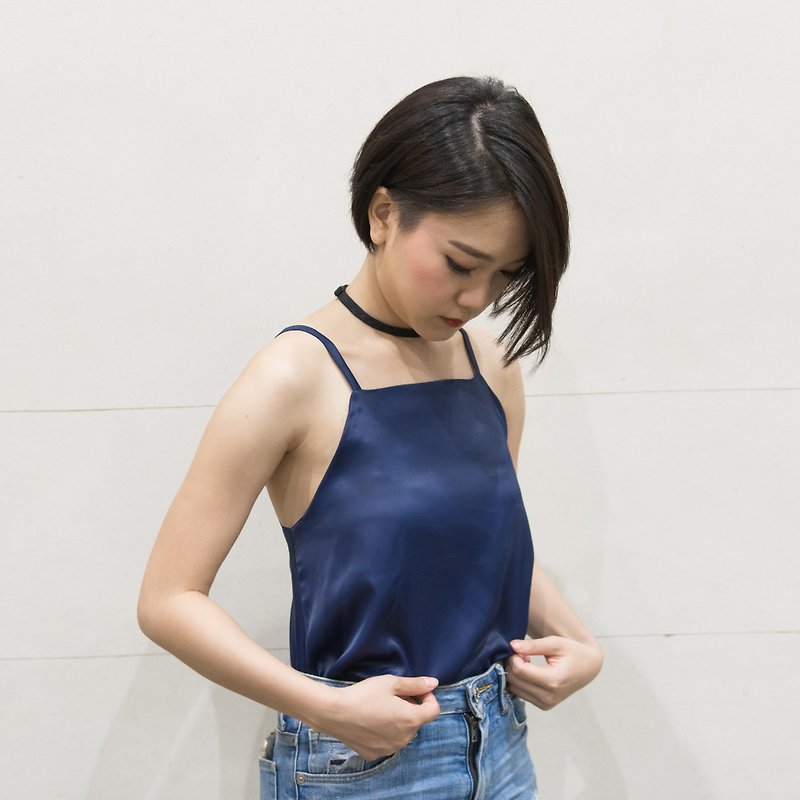 Navy Camisole - Women's Tops - Other Materials Blue