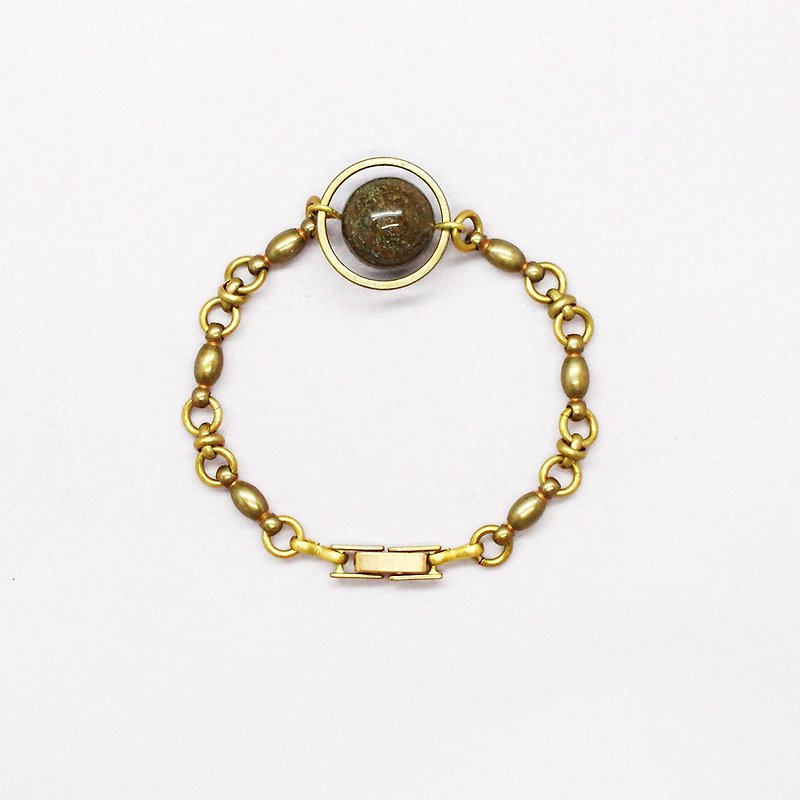 half's half- unnamed planet (brown) - Brass / bracelet / agate / planet - Bracelets - Other Metals Brown