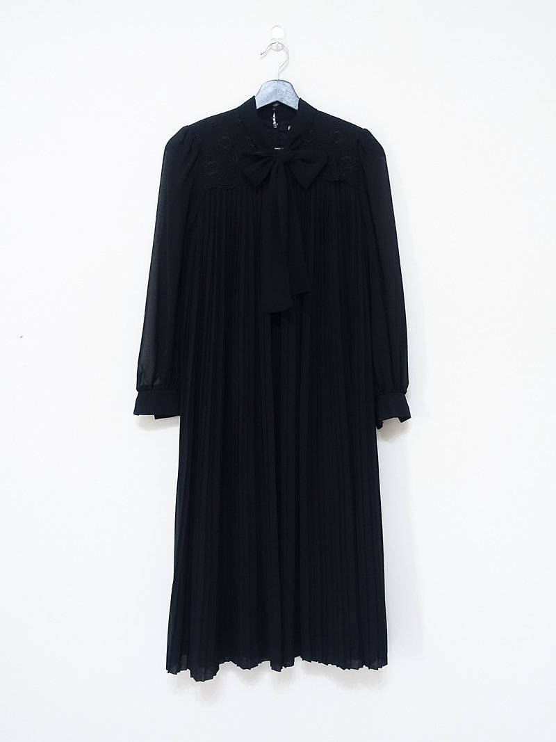 Awhile一時 | Vintage 長袖洋裝 no.847 - 洋裝/連身裙 - 聚酯纖維 黑色