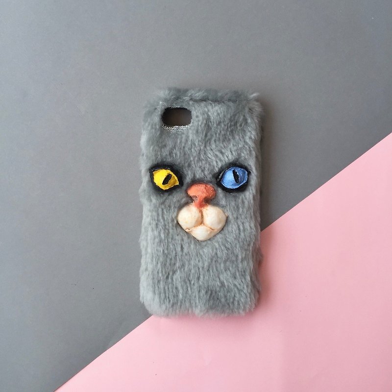 毛絨絨手機殼-灰色貓咪 - 平板/電腦保護殼/保護貼 - 紙 灰色