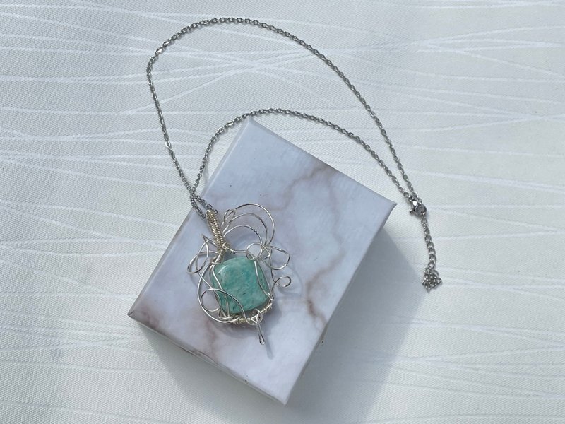 221054 wire wrapping 天河石 銅線 繞線 吊墮 - 項鍊 - 銅/黃銅 綠色