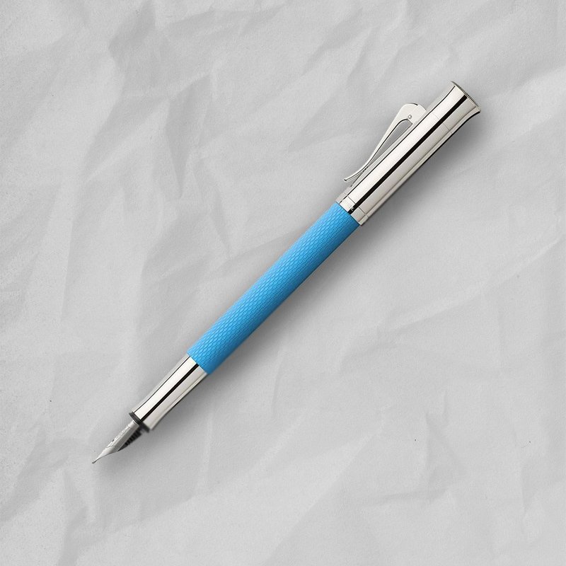 【Graf von Faber-Castell】 繩紋飾 鋼筆-海灣藍 F尖 VIP刻字 - 鋼筆 - 樹脂 藍色
