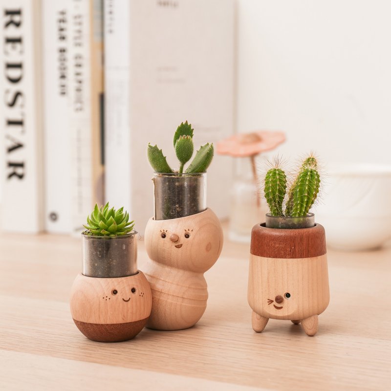 Wooden Plant Container Wooden Smiley Face/Best Friends| GREENFUL LIFE - Plants - Wood 