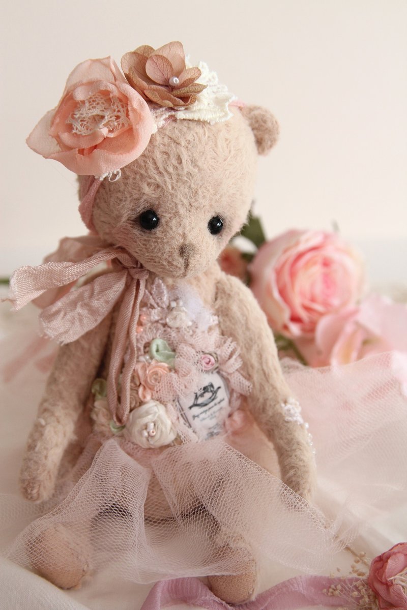 Teddy Bear Teddy Bear Tattoo Little Doll Accessories Doll Headdress Blythe Blythe Headdress Hand Panda Headdress Doll Headdress Doll Accessories - ตุ๊กตา - พืช/ดอกไม้ สึชมพู