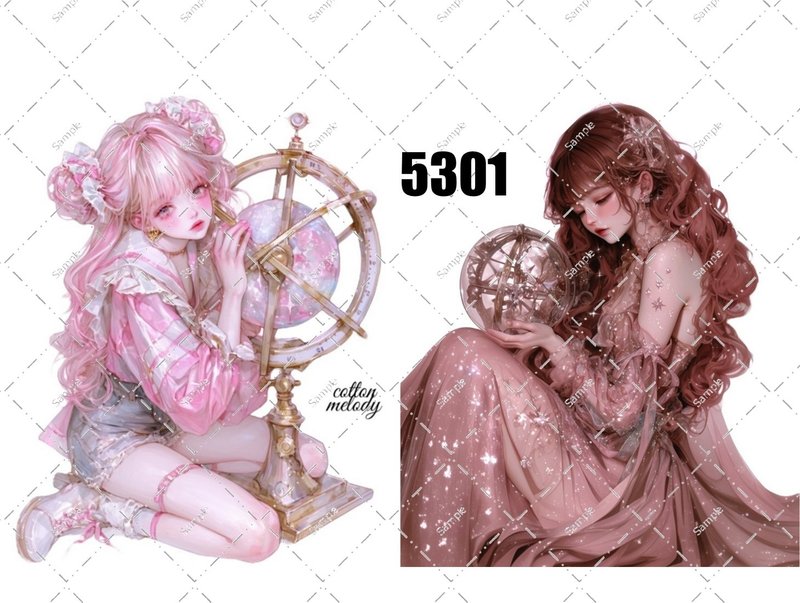 original sticker no.5301 人物ステッカー オリジナルステッカー オリジナル人物ステッカー 装飾ステッカー cotton melody - 貼紙 - 紙 