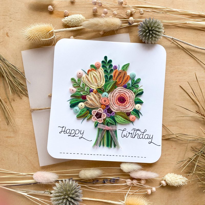 Greeting Card - Holiday Bouquet  - Happy Birthday - 卡片/明信片 - 紙 多色