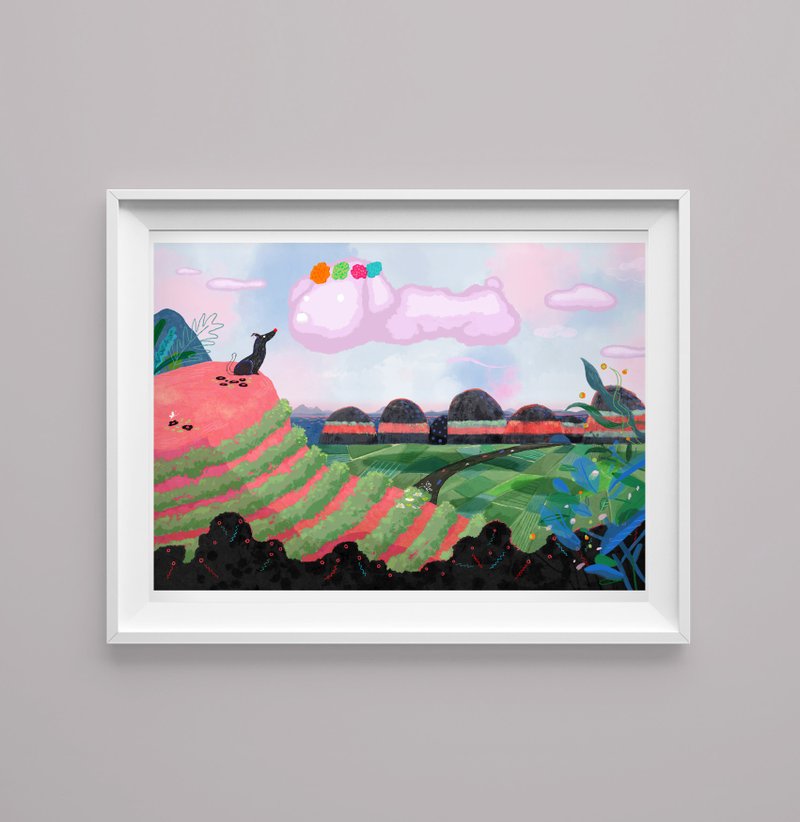 Limited Artist Giclee art print -Terraced field- Home Deco artwork - โปสเตอร์ - กระดาษ หลากหลายสี