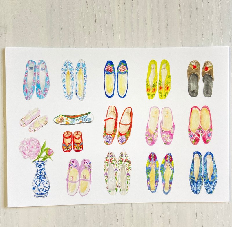 Traditional cloth shoes postcard - การ์ด/โปสการ์ด - กระดาษ หลากหลายสี