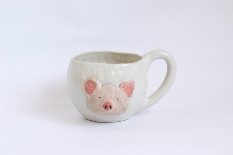 動物マグカップ　ブタ　【受注生産】 - 咖啡杯/馬克杯 - 陶 粉紅色