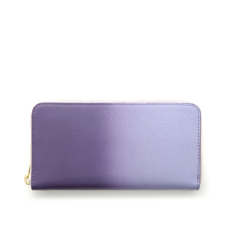 Irodori seasonal color ㄇ shaped long clip - pansy - Wallets - Genuine Leather Purple