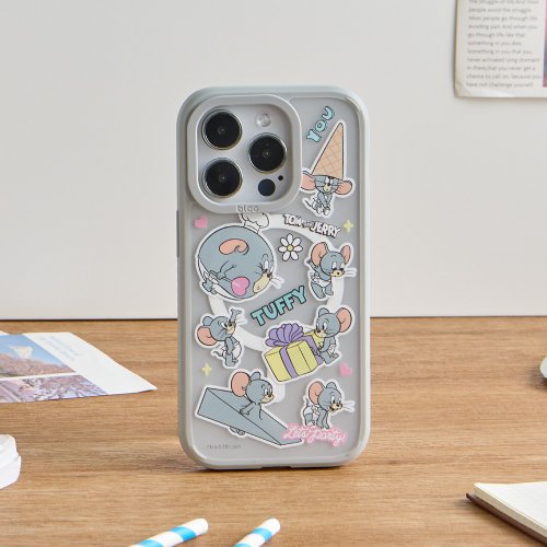 TOYSELECT 湯姆貓與傑利鼠貼紙亂花極光霧透MagSafe iPhone手機殼-Tuffy