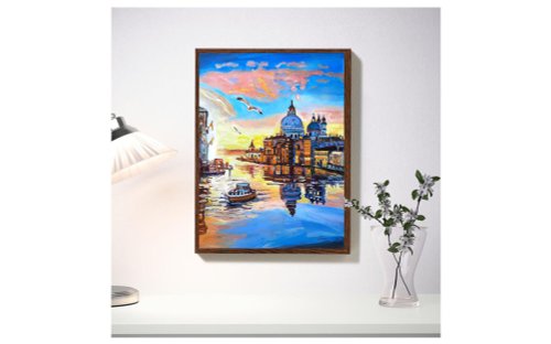 ヴィンテージ 風景画 油絵 オリジナル イタリア製 木製フレーム付き　送料無料 ヴィンテージ 油絵 ヴィンテージ 風景画 油絵 オリジナル