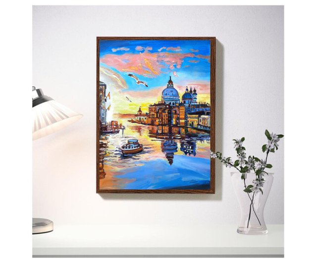 サンセットアートイタリア絵画オリジナルアート油絵壁の装飾