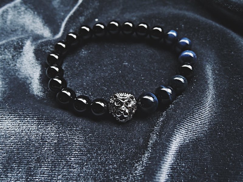 Zhu.Black Lion (natural ore/gift gift/christmas gift/male bracelet/personality) - สร้อยข้อมือ - โลหะ 
