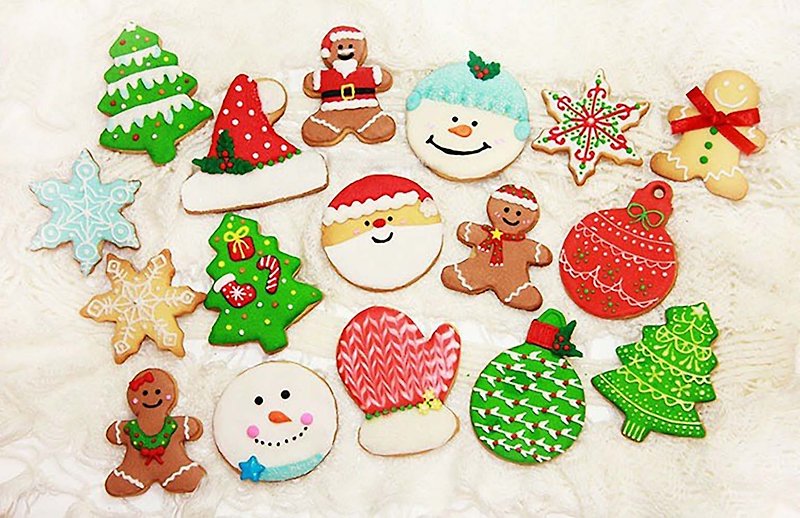 Christmas Frosted Cookies/Christmas Gift Box/Exchange Gifts/Santa Claus/Gingerbread Man/Christmas - คุกกี้ - อาหารสด สีแดง