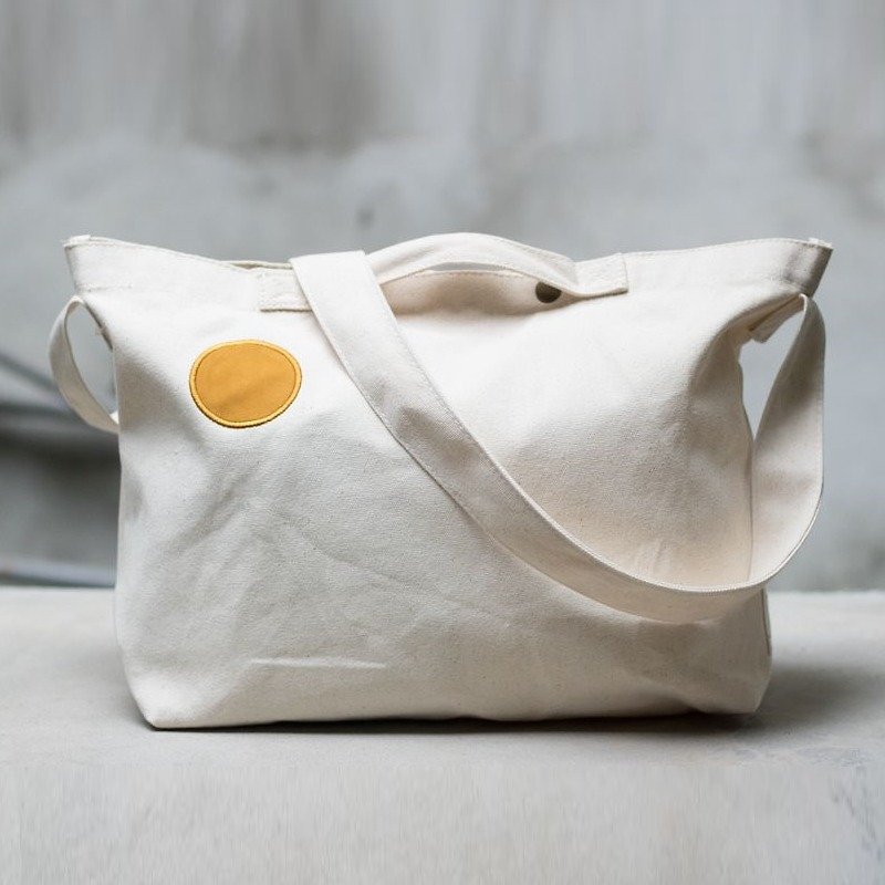 Small day canvas warm sun bag_white - กระเป๋าแมสเซนเจอร์ - ผ้าฝ้าย/ผ้าลินิน ขาว