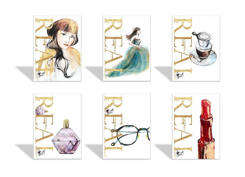 【CL Fashion Illustration Postcard】Live-action Cinderella－Pearl - Cards & Postcards - Paper Gold