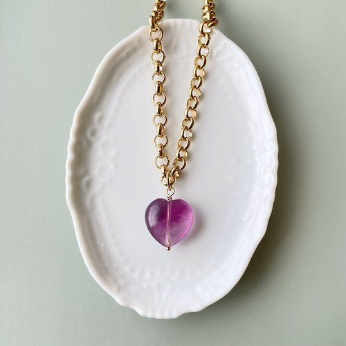 Lunka Handmade Accessories Fluorite heart necklace ( purple )