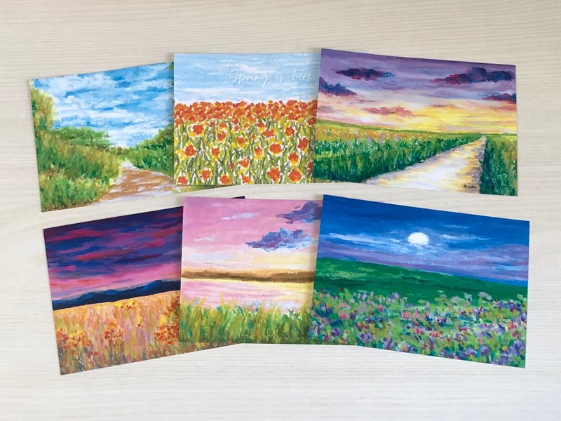 3/ Midsummer, bycolaa oil pastel postcards (Set of 6) - การ์ด/โปสการ์ด - กระดาษ 