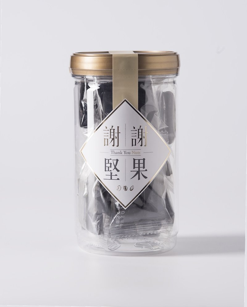 【黑芝麻糕】(密封罐)(嚴選素食零嘴)(養生高鈣軟Q不黏牙)(奶素) - 零食/點心 - 塑膠 金色