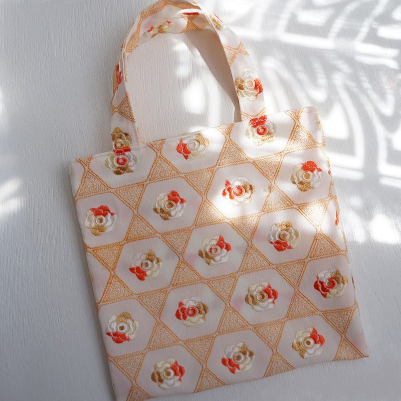Ba-ba handmade mini shopping bag  No.RB54 - 手提包/手提袋 - 其他材質 橘色
