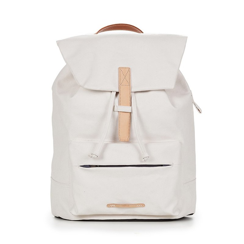 RAWROW-Canvas Series -15 inch traveler beam backpack - bright white-RBP512WH - กระเป๋าเป้สะพายหลัง - ผ้าฝ้าย/ผ้าลินิน ขาว