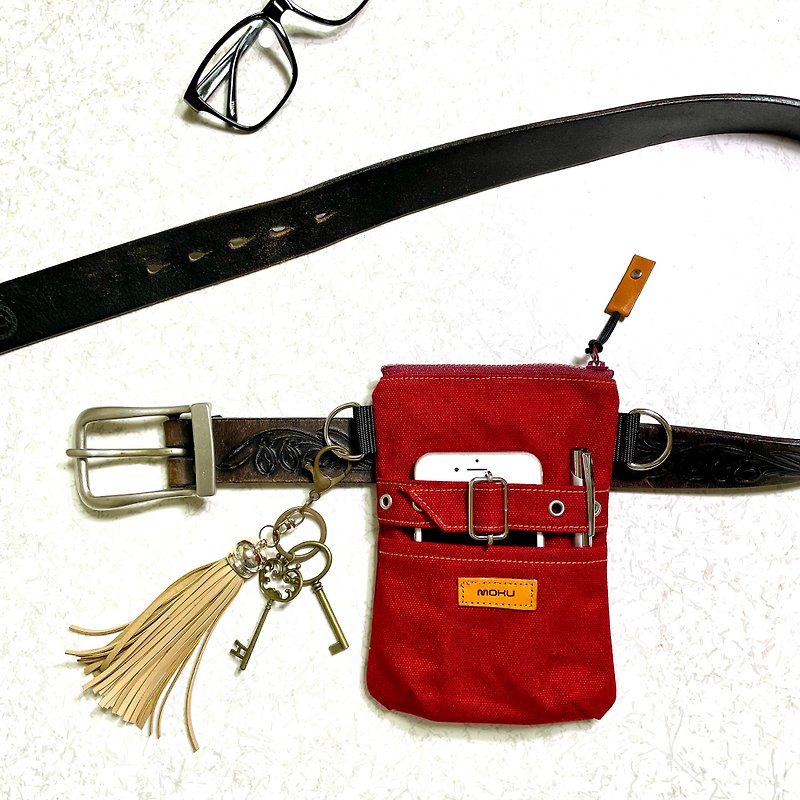 Smartphone belt pouch・RED - กระเป๋าเครื่องสำอาง - วัสดุอีโค สีแดง