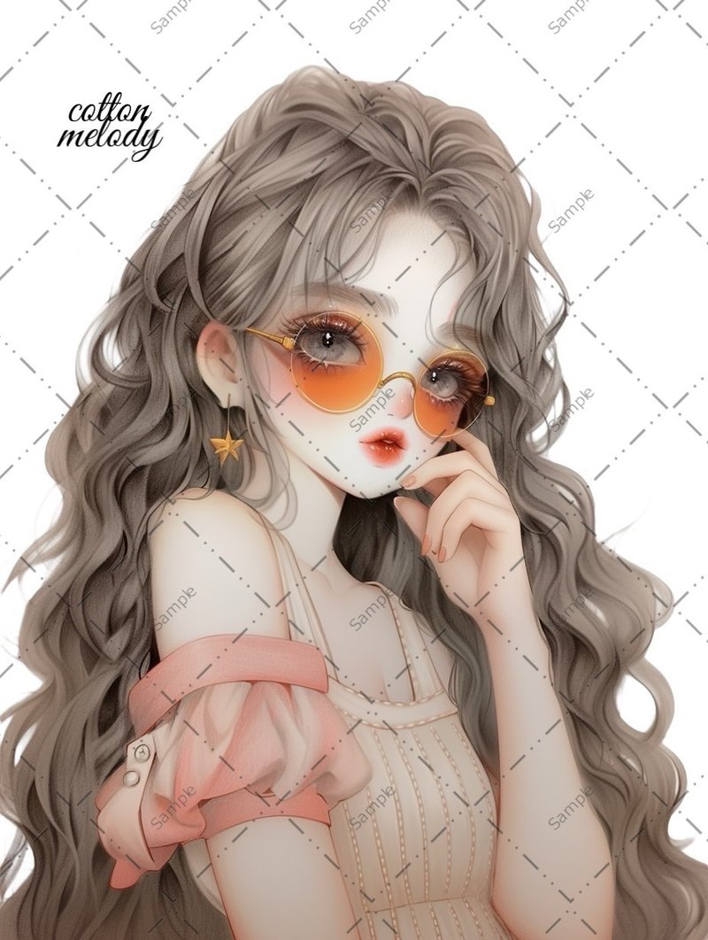 original sticker no.308 人物ステッカー オリジナルステッカー 人物ステッカー 女の子ステッカー オリジナル人物ステッカー - 貼紙 - 紙 