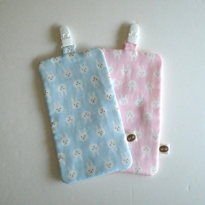 Rabbit small handkerchief with clip/Kindergarten handkerchief eight layers of gauze - Bibs - Cotton & Hemp 