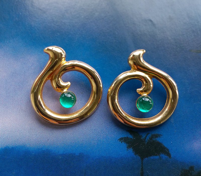 【西洋アンティークジュエリー】シンメトリカルアーバンモダンピンピアス - ピアス・イヤリング - 金属 ゴールド