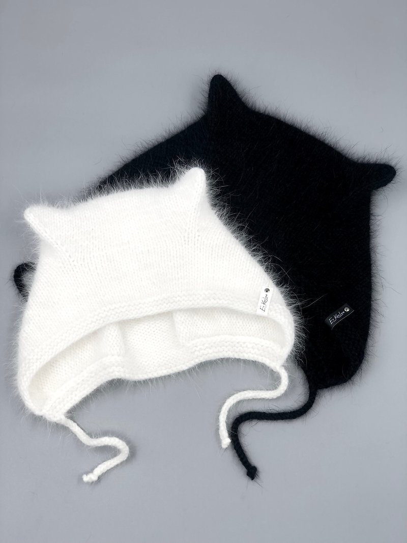 Cat beanie hat. Angora hat. Cat ears hat. Hat hadmade knitted hat Cat ears. - Hats & Caps - Wool 