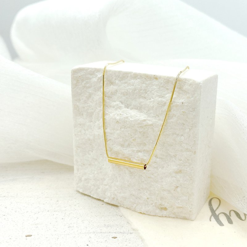 Kimura Light Jewelry/18K Gold/Classic Gold Tube Snake Chain Pendant 18K Gold Necklace - สร้อยคอ - เครื่องประดับ สีทอง