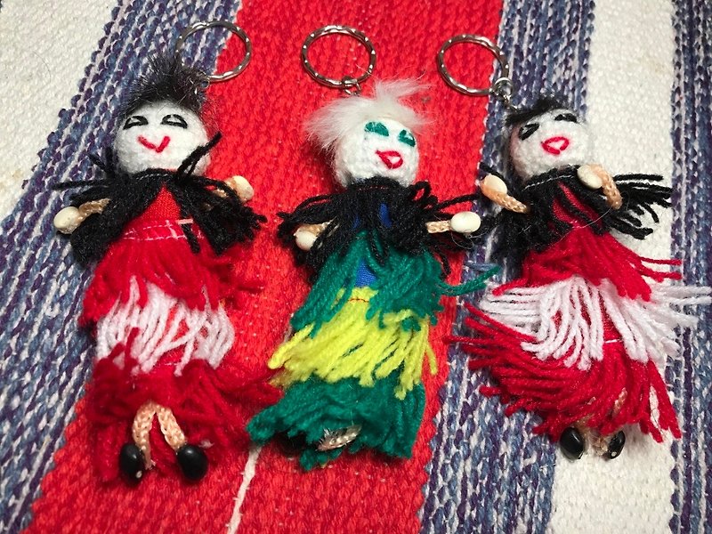 Peruvian characteristic "UKUKO" charm - Keychains - Cotton & Hemp Red