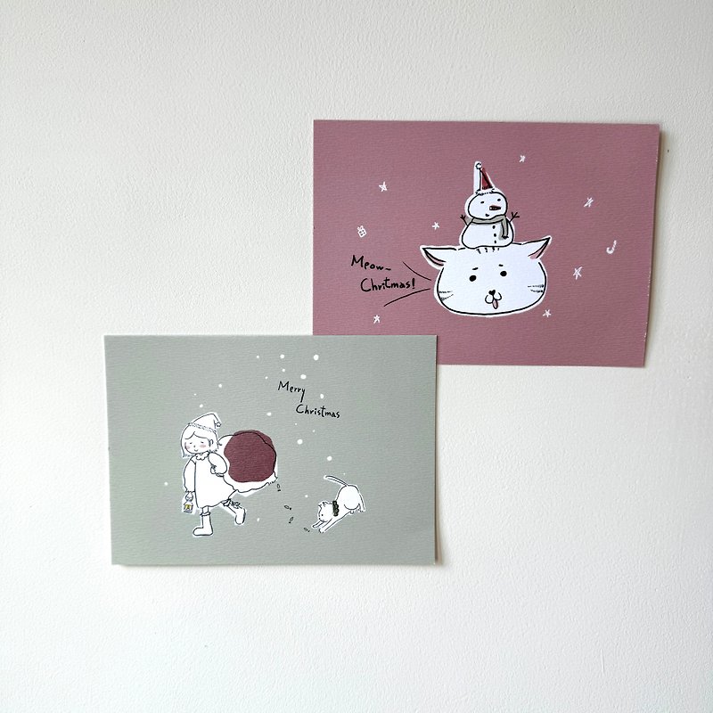 Simple characters/cats/snowmen—Christmas cards/postcards - การ์ด/โปสการ์ด - กระดาษ 