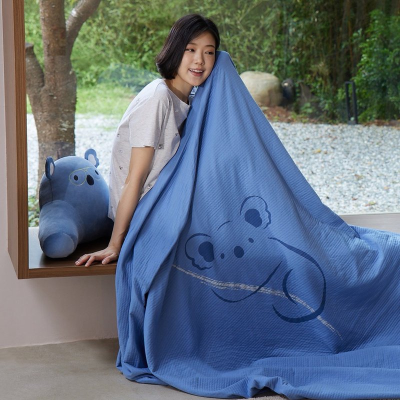 Koala Single Tulle Blanket - Forget-me-not Blue - ผ้าห่ม - ผ้าฝ้าย/ผ้าลินิน สีน้ำเงิน