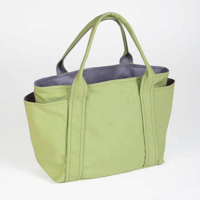 Magnetic Button-Canvas Universal Handbag-Apple Green (Small) - กระเป๋าถือ - ผ้าฝ้าย/ผ้าลินิน สีเขียว