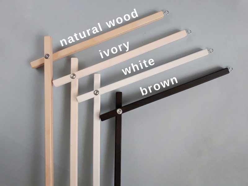 Wooden crib mobile arm, baby crib attachment, baby mobile hanger - 寶寶/兒童玩具/玩偶 - 環保材質 白色